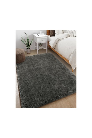 Antrasit Post Peluş Yumuşak Yıkanabilir Kaymaz Dot Taban Salon Koridor Çocuk Halısı Gümüş