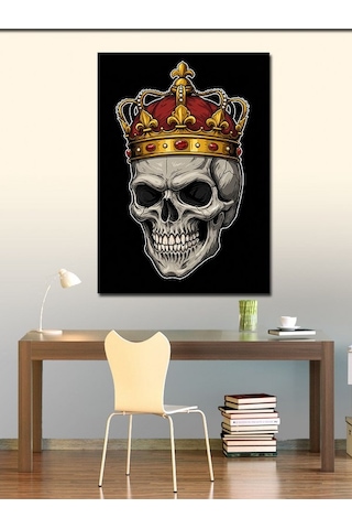 Kanvas Tablo Taçlı Kafatası Motifi 70cmx100cm
