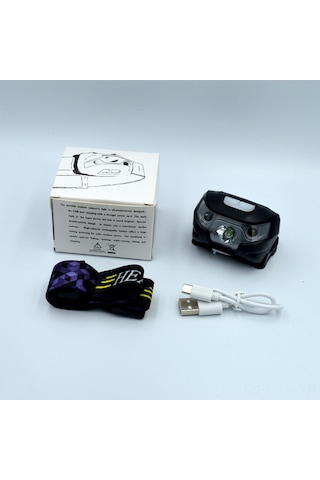 Teltree Outdoor Gece Balıkçılığı İçin Entegre Sensörlü Led Şarjlı Kafa Feneri - 5w Ultra Parlak, 6 Saat Süre, 600mah Pil, Siyah