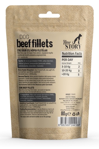 New Story Dog Beef Fillets Sığır Etli Şerit Köpek Ödülü 4 x 80 G