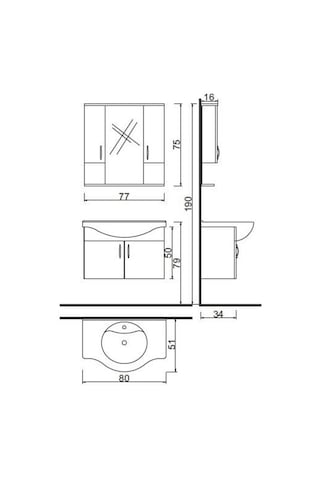 Denko Akyazı 80 Cm Mdf Beyaz Banyo Dolabı Takımı Çok Renkli