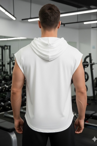 Tarz Cool Erkek Oversize Kolsuz Kapüşonlu Atlet Beyaz