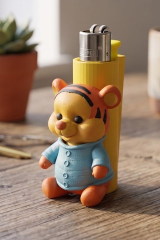 Sevimli Bebek Kaplan Figürlü Çakmak Kılıfı Clipper
