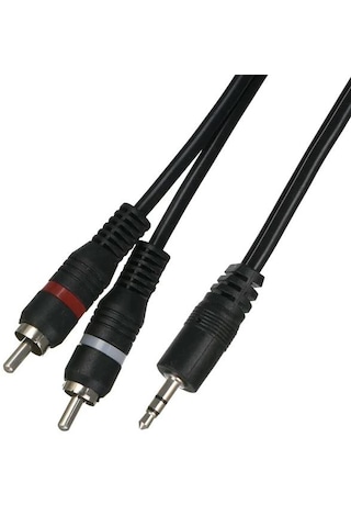 3.5mm Jack To 2 Rca Ses Kablosu - Aux - Amfi Hoparlör Ses Sistemi Bağlantı Kablosu 1.8 Metre