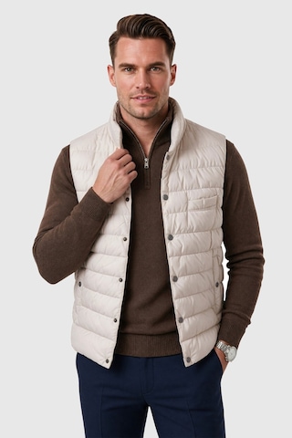 Deepsea Erkek Slim Fit Su Ve Rüzgar Geçirmez Krem Şişme Yelek Dik Yaka Çıtçıtlı 2701708