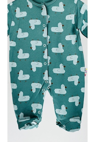 Civcivli Pamuklu Uzun Kollu Çıtçıtlı Bebek Tulum 001