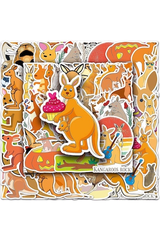 50 Adet/takım Kanguru Çıkartmaları Su Geçirmez Kendinden Yapışkanlı Karalama Defteri Dizüstü Bilgisayar Karikatür Çıkartmaları El Sanatları Ürünleri Kaesi Çok Renkli