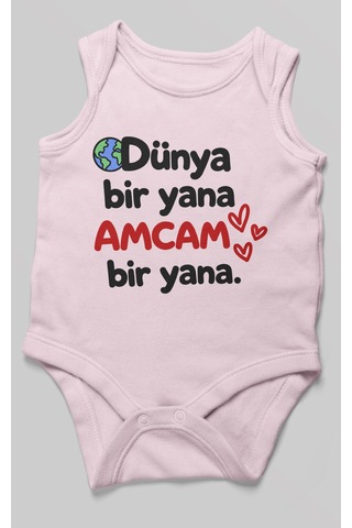 Morivokids Dünya Bir Yana, Amcam Bir Yana Sıfır Kollu Bebek Zıbını %100 Pamuk Zbn170-sk Bebe Pembe