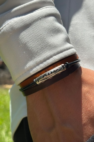 El İşçiliği İle Üretilmiş Hakiki Deri Erkek Bileklik Kiremit