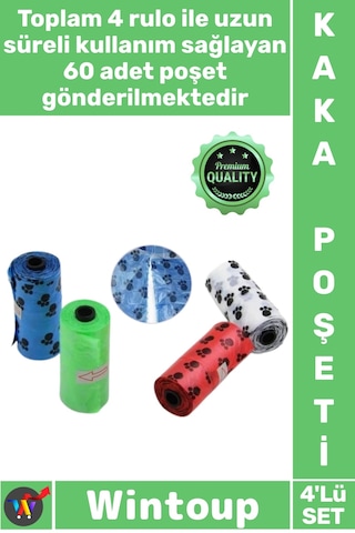 Poşet Sızdırmaz Dayanıklı Rulo Yedek Dışkı Toplama Poşeti Renkli Set Sağlam Köpek Kaka Poşeti 4'lü