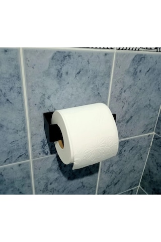 Lazer Kendinden Yapışkanlı Wc Kağıtlık Mat Siyah Mat Siyah