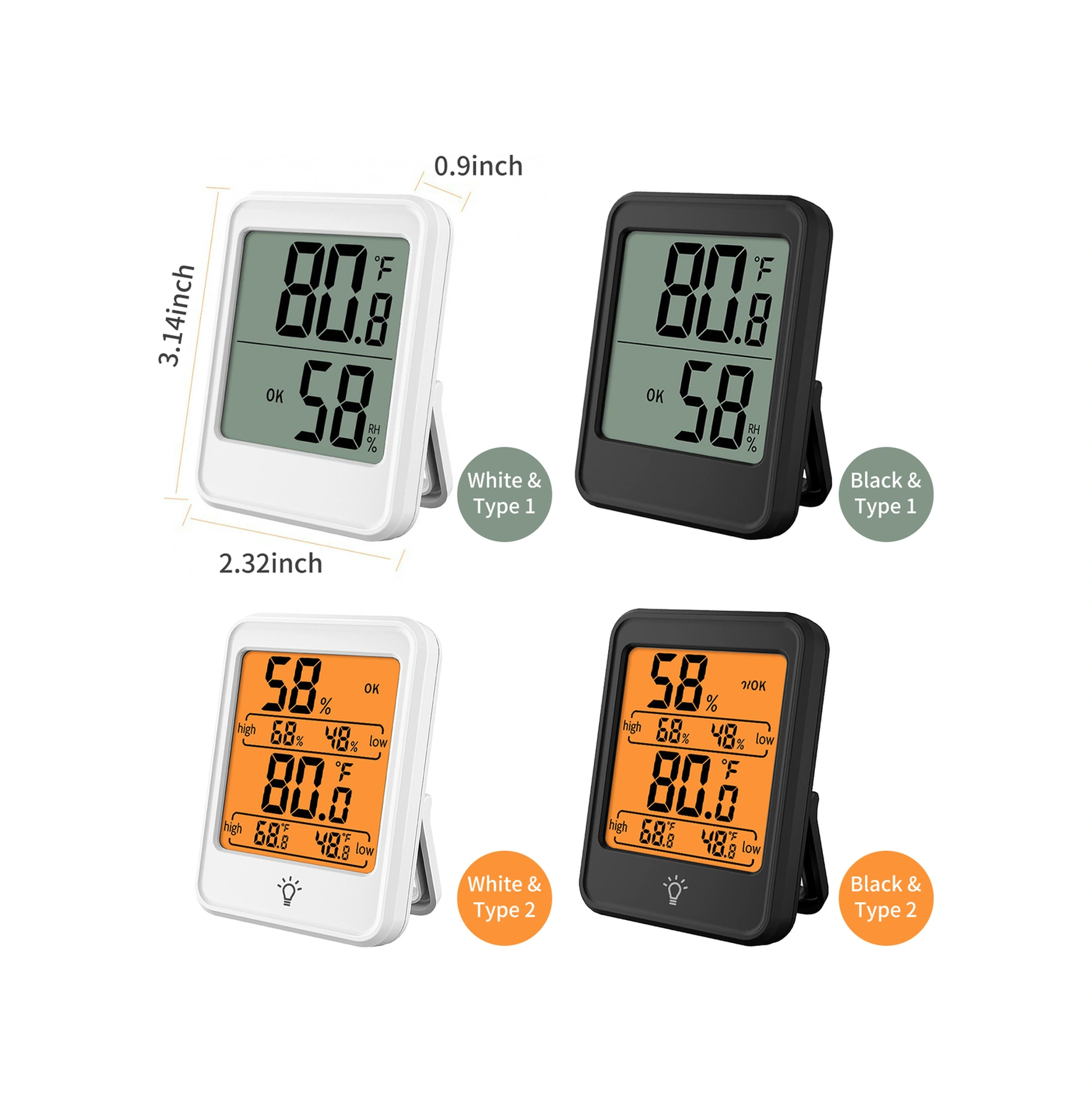 Kangvka Ev İçi Siyah Elektronik Dijital Sicaklık Ve Nem Ölçer, Arka Işık Özelliği, Konfor Gösterimi, Kolay Okunur Ekran, 3 Kurulum Seçeneği