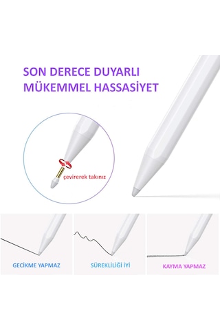 Dijital Şarjlı Avuç İçi Algılamayan Stylus Yedek Kalem Ucu Tip Uç