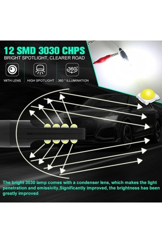 Fastbuy Araba Led Sis Farları 80w H3 Drl Sürüş Ampulleri 6000-6500k Çift Far