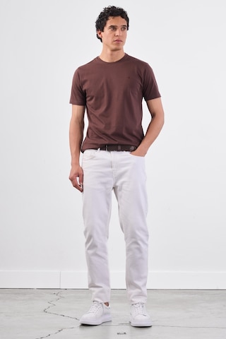 Dufy Kahve Bisiklet Yaka Pamuklu Düz Renk Slim Fit Erkek T-shirt Kahve