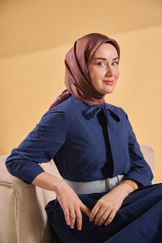 Silk Home Twill İpek Eşarp Line Kiremit Çok Renkli