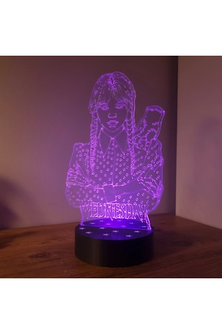 Wednesday Addams Temalı 3d Led Gece Lambası Hediyelik Gotik Mas