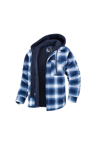 Edwardest Erkek Kareli Uzun Kollu Oversized Kapüşonlu Ceket Açık Mavi