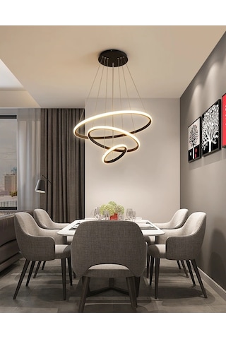 Priştine 3 Renk Işık 80x60x40 CM Sarkıt Avize Antrasit Gövde