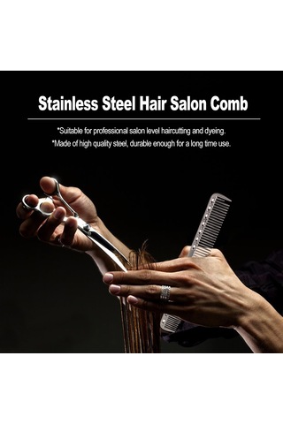 Vkemall Stainless Steel 2'li Fonksiyonel Saç Tarzı: İnce Ve Geniş Dişli, Masaj Ve Saç Büyümesini Teşvik Eden Profesyonel Tarak - Gümüş Küçük Boy