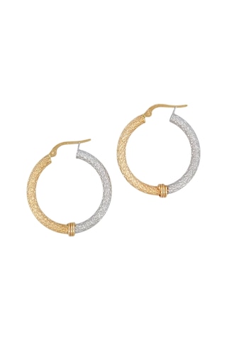 Altın Nesil - 14 Ayar Altın Sarı Beyaz Boru Büyük Halka Küpe Altın - Beyaz Altın