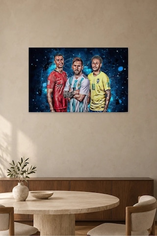 Fida Ronaldo Messi Neymar Milli Formalarla Canvas Tablo Çok Renkli