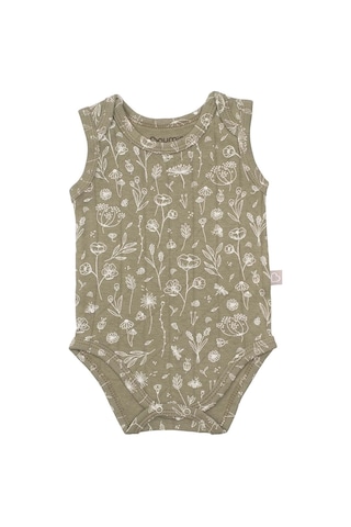 Boumini Kolsuz Çıtçıtlı Atlet Müslin Bebek Body Wild Flowers Yeşil - Yeşil