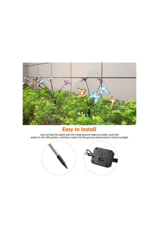 Yifomall Güneş Enerjili Bahçe Aydınlatması, Demir Çelik Kelebekler, Ip65 Su Geçirmez, Isınma Işığı, 6 Ayağlı, 2 Adet Set