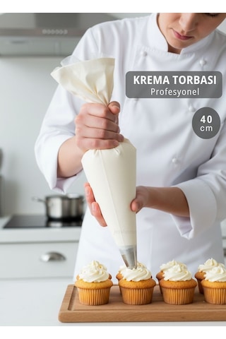 Profesyonel 40 Cm Krema Torbası Bez Cupcake Ve Standart Pasta Dolguları İçin beyaz