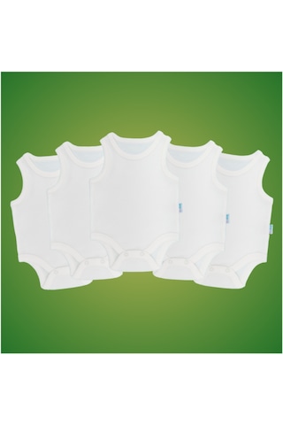 Novibaby 5'li 24-36 Ay Bebek Atlet Body Zıbın Beyaz Çıtçıtlı 100% Pamuk Beyaz