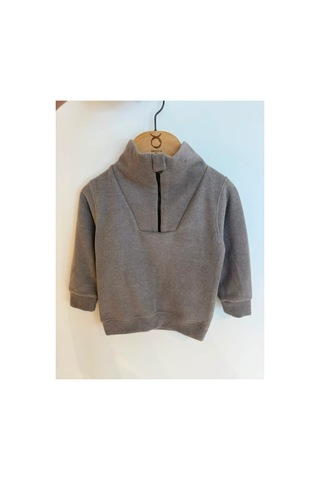 Poala Kids Selanık Yarım Fermuarlı Gri Sweat