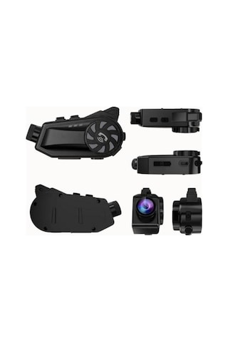 Bt68 Interkom Motosiklet Kask Kamerası 1080p Hd + Bluetooth Kulaklık Gece Görüşlü 360 Ayarlanabilir
