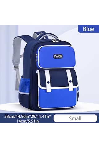 Dream011 Mavi Küçük Yeni Moda Basit Büyük Kapasiteli Düz Bölümlü İngiliz Tarzı Öğrenci Okul Çantası MAvi