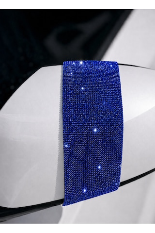 Saks Mavisi Kristal Taşlı Dik Şerit Dikiz Ayna Taşı 2 Adet