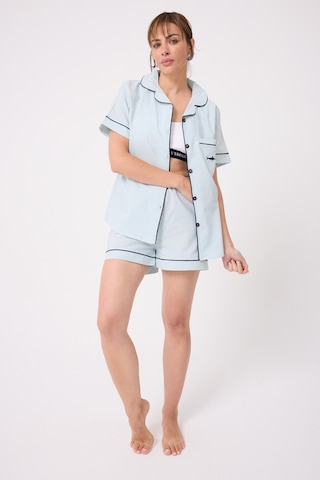 Lespadon L Espadon Marısılk Kadın Yazlık Şortlu Uzun Gömlekli Pijama & Lounge Takımı -3247 Yesil