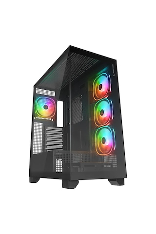 Rampage Hydra V1 Black Type-C Argb Fan + Hub E-ATX Exclusive Gaming Kasa