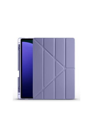 Galaxy Tab S9 Plus Kılıf Uyumlu Zore Tri Folding Kalem Bölmeli Standlı Kılıf-mor Tablet Kılıfı