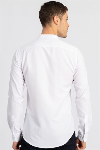 Tudors Slim Fit Dar Kesim Hakim Yaka Erkek Gömlek-17439 Beyaz