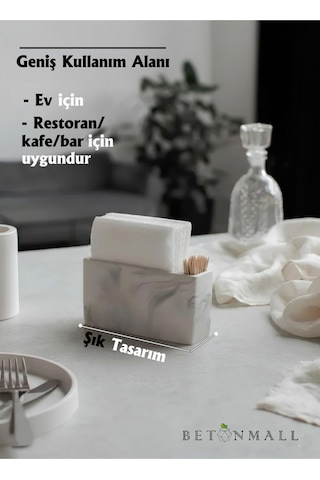 El Yapımı Beton Gri Alçı Peçetelik Minimal Masa Ve Mutfak Dekoru Kafe & Bar İçin Siyah Beyaz