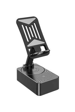 Sandwich 3lü Fonksiyonlu Bluetooth Hoparlör: Telefon Tutucu, Şarj, Kolay Kullanım, Çevirilebilir Siyah Abs