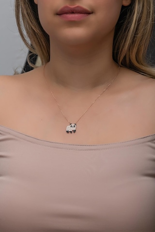 Nereze 925 Ayar Gümüş Rose Kaplama Zirkon Taşlı Panda Kolye