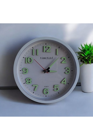 Time Gold Fosforlu 22 Cm Duvar Saati Fosforlu Küpe Kolye Seti
