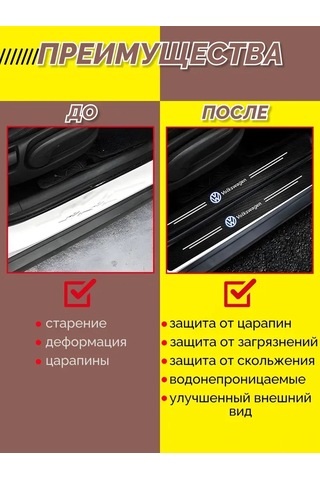 Symbee Volkswagen Araç Kapı Eşiği Koruyucu, Karbon Desenli Abs Plastiği, Ön-arka 4 Adet Seti, Korumalı Basamak Bandı