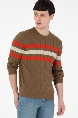 U.S. Polo Assn. Erkek Slim Fit Bisiklet Yaka Haki Kazak 50297046-VR027