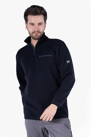 3 İplik Dik Yakalı Fermuarlı Sweatshirt Lacivert