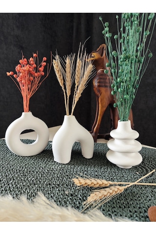 Minimal 3 Lü Dekoratif Vazo Set,biblo,minyatür Çok Renkli