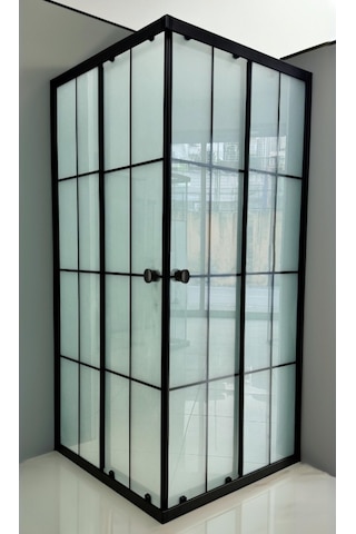 Durul Duşakabin Kare Siyah Çizgi Buzlu Siyah