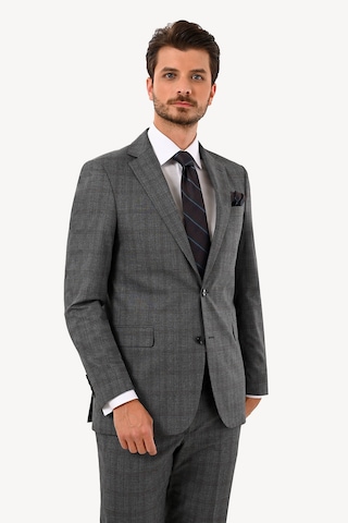 Erkek Füme Regular Fit Çift Yırtmaç Takım Elbise