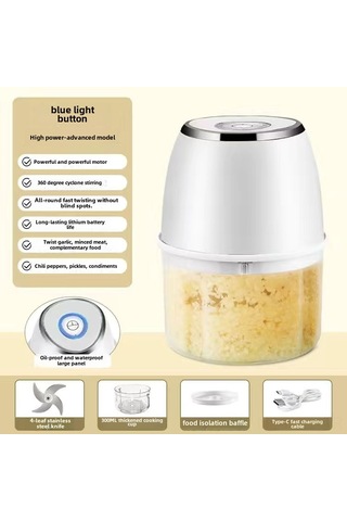 Shineyee Ev Kullanıma Multifonksiyon Elektrikli Sarımsak/et Çırpıcı - 300ml Beyaz Pp Kase Ve 4 Bladed İyileştirilmiş Bıçak Diğer