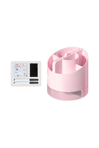 Tenfowee 6 Bölmeli Kalemlikli Çalışma Masası Organizatörü - Aynalı, Yazı Tahtalı, Hesaplamalı Pembe